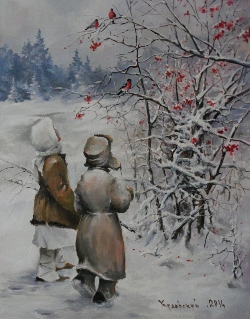 Художник Владимир Краевский. По снегу, летящему с неба 