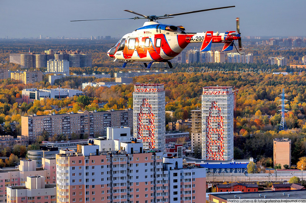 Осенняя Москва с вертолета Путешествия,Россия,фото