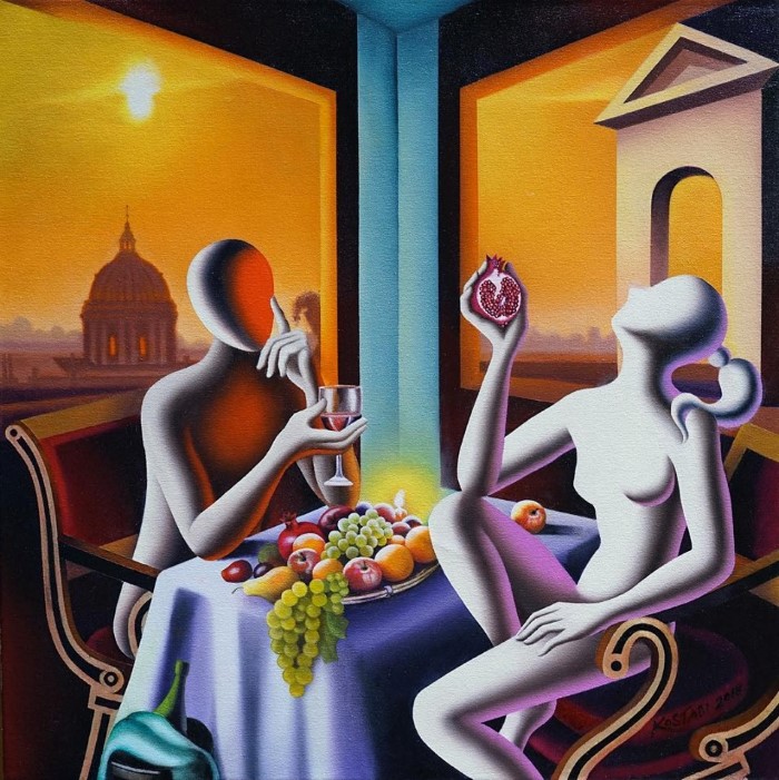 Картины безликих фигур. Mark Kostabi 