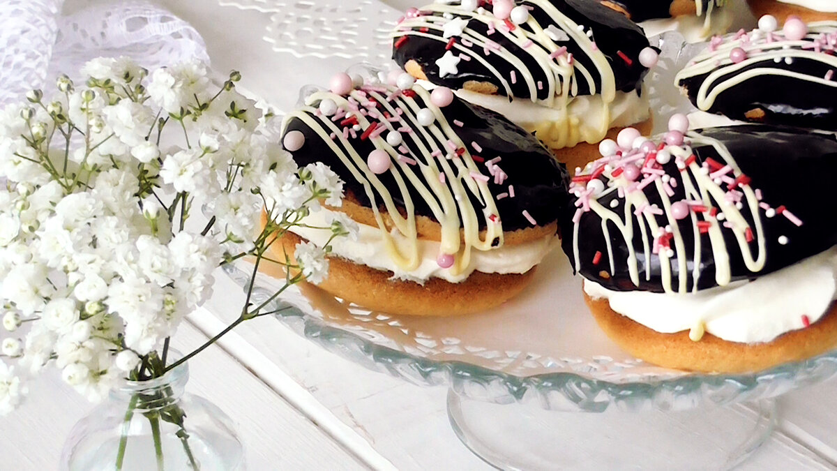 Нежные бисквитные Пирожные Буше! десерты,кулинария,пирожные,сладкая выпечка