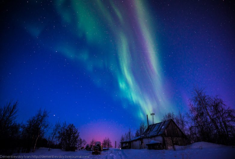 Гипнотизирующее зрелище: северное сияние в апреле Гипнотизирующее зрелище: северное сияние в апреле зима,Карелия,северное сияние