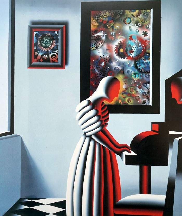 Картины безликих фигур. Mark Kostabi 