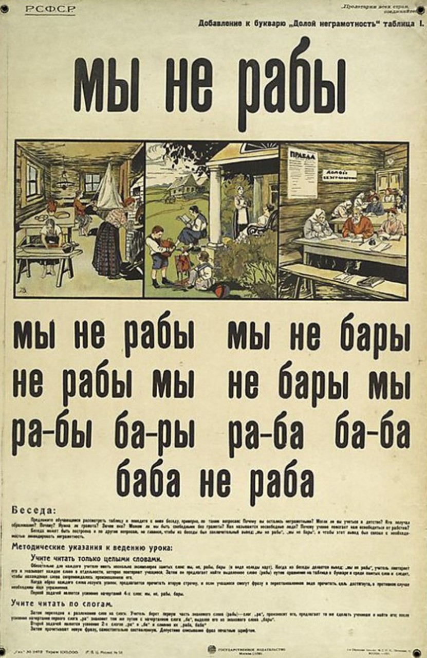 Букварь на службе ликбеза. Галерея 3. Долой неграмотность