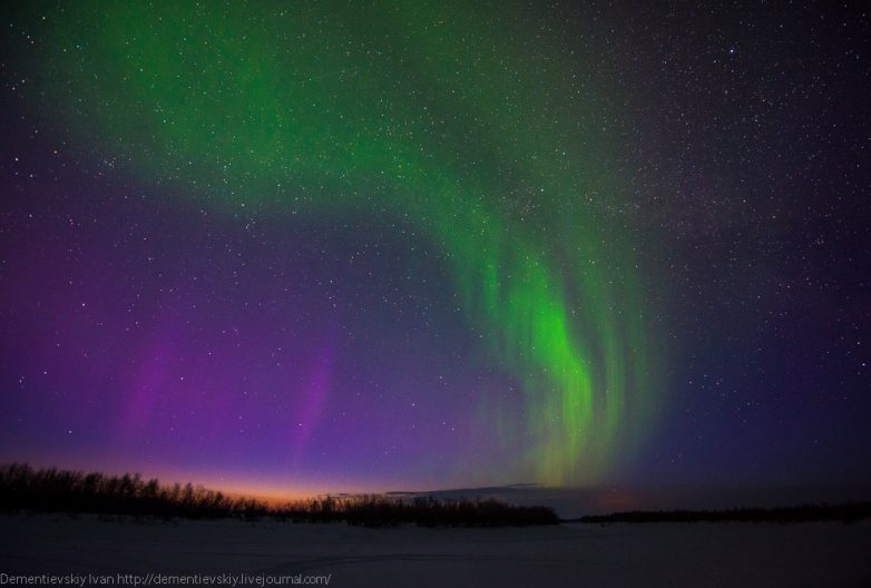 Гипнотизирующее зрелище: северное сияние в апреле Гипнотизирующее зрелище: северное сияние в апреле зима,Карелия,северное сияние