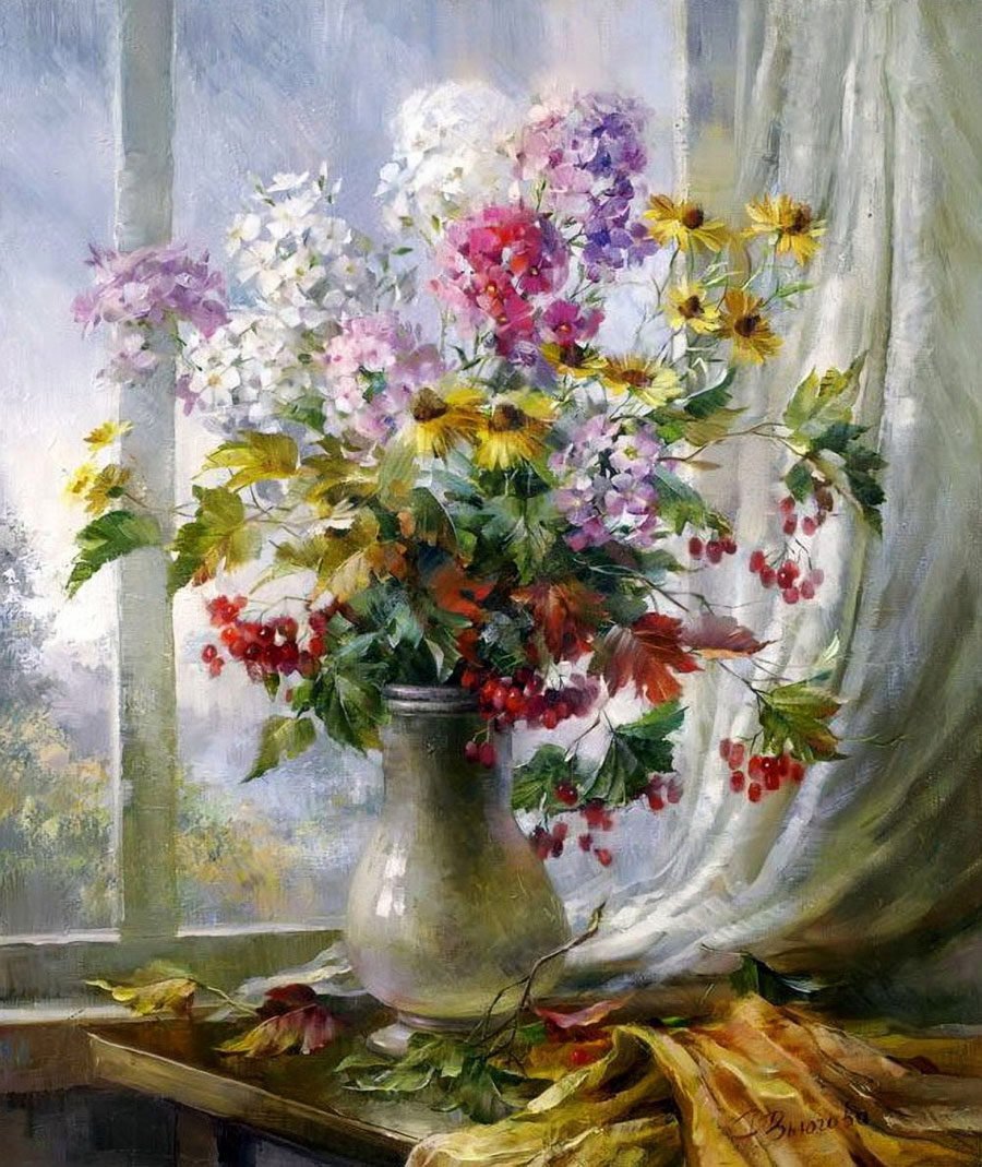 Благодарю за каждый лепесток... Неверояные цветочные композиции Риммы Вьюговой живопись