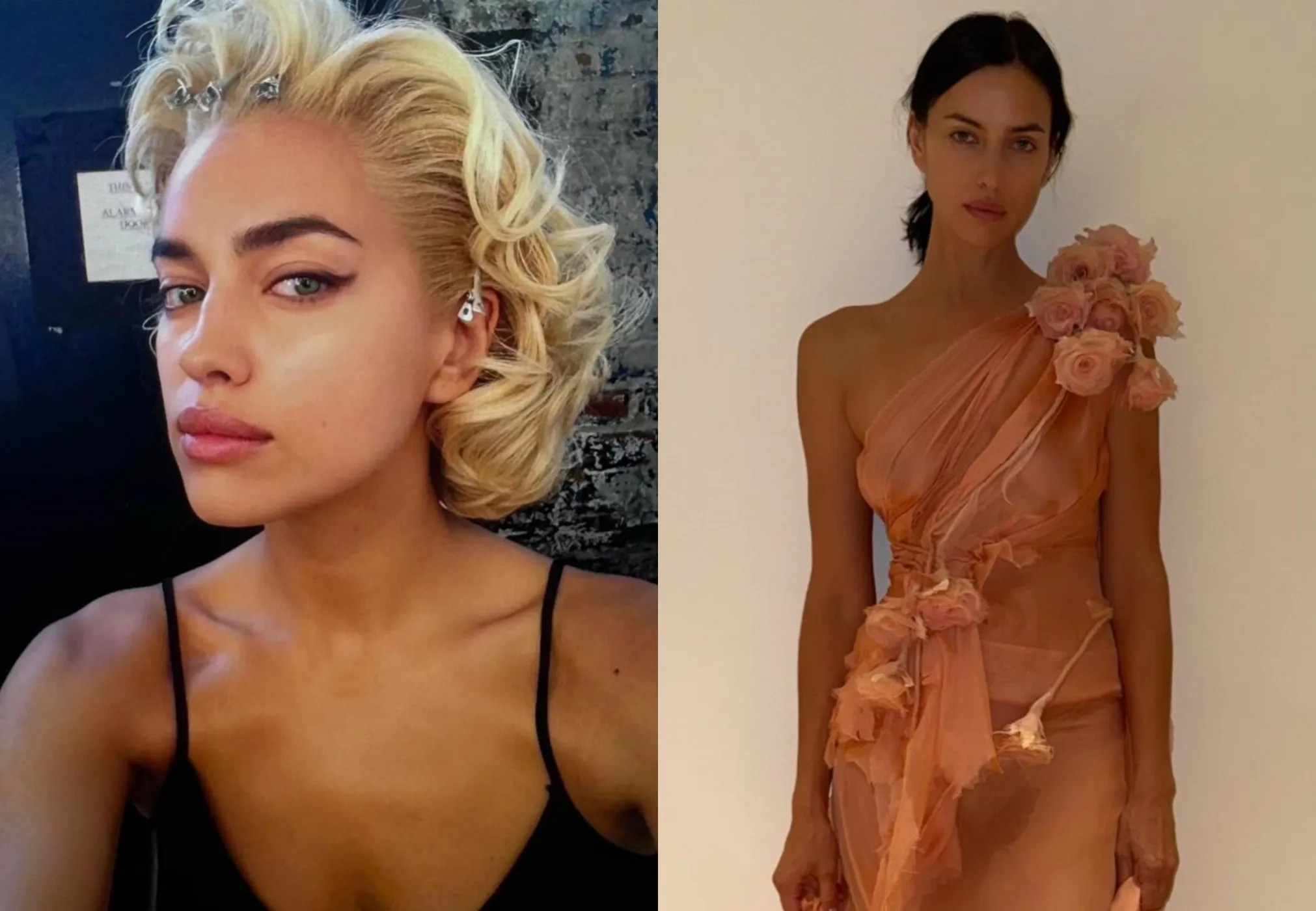 "Голое" платье и блонд: Ирина Шейк опубликовала подборку архивных и редких фото