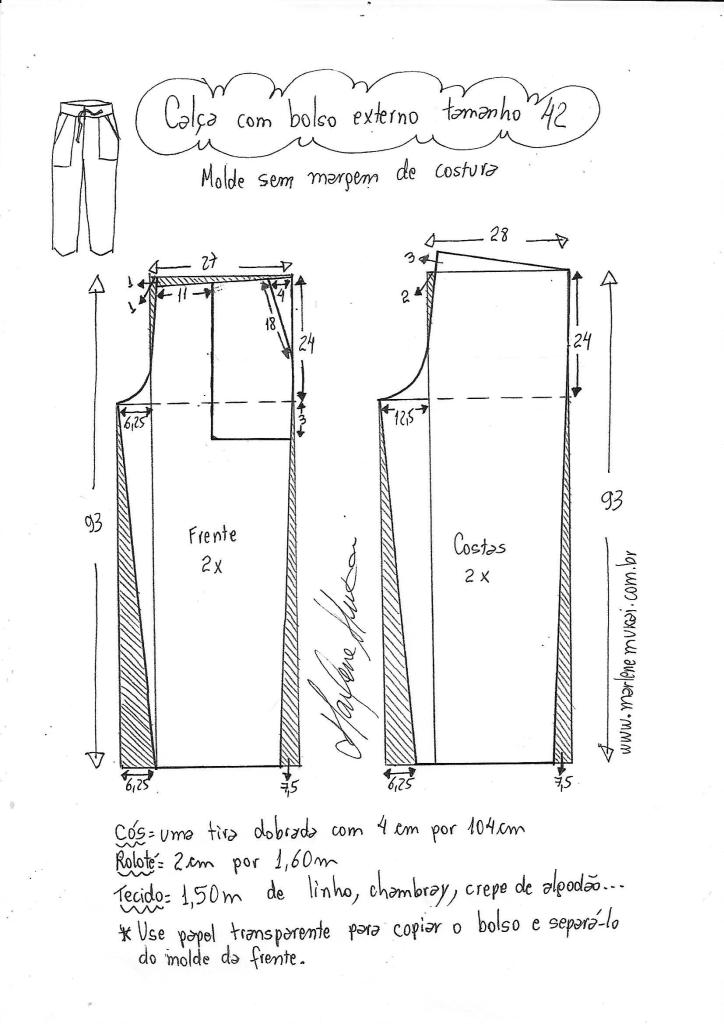Выкройка брюк с внешними карманами від від 36 до 56 выкройка брюк,одежда,своими руками