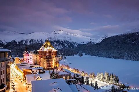 Мориц, Швейцария, Санкт, курорт, горнолыжный, Moritz, Курорт, Озеро, Энгади...