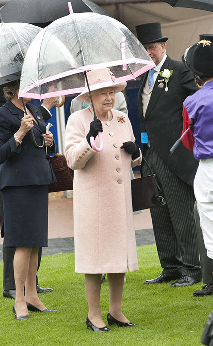 Зонтики Birdcage, которые использует королева, можно купить в магазине Fulton.