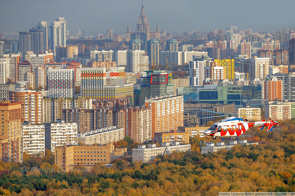 Осенняя Москва с вертолета Путешествия,Россия,фото