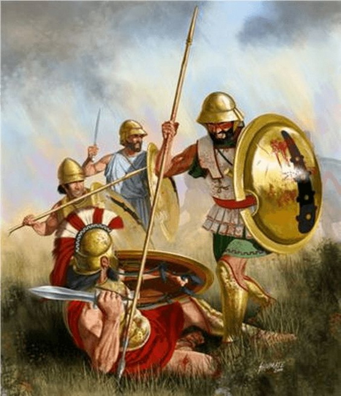 ​Битва при Тегирах, 375 год до н.э. Гоплит Священного отряда добивает спартиата. co.pinterest.com - Священный отряд из Фив | Warspot.ru