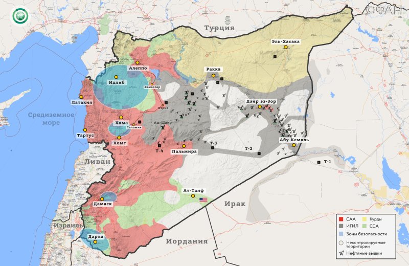 Карта военных действий в Сирии