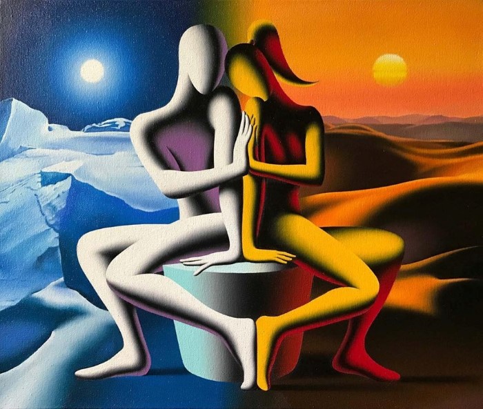 Картины безликих фигур. Mark Kostabi 