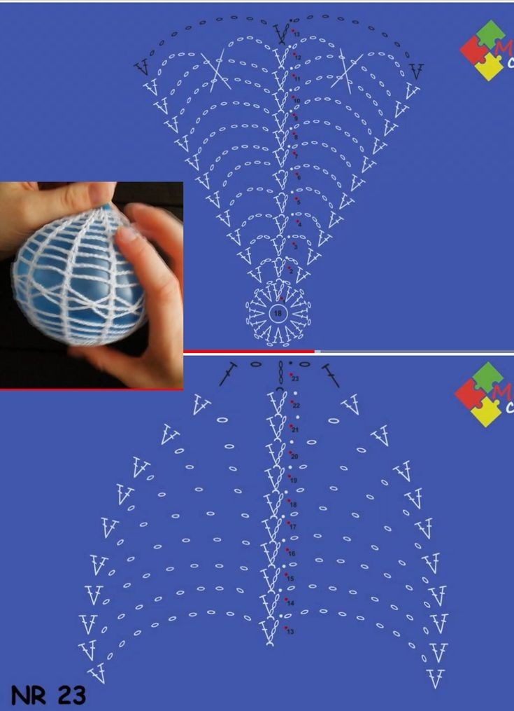 Шары на ёлку крючком со схемами шаров, шарик, крючком, Вдохновляемся, просто, связать, схеме, поместить, внутрь, вязания, небольшой, надуть, промазать, клеем, высушить, затем, вытащить, лопнуть, оставить, Готово