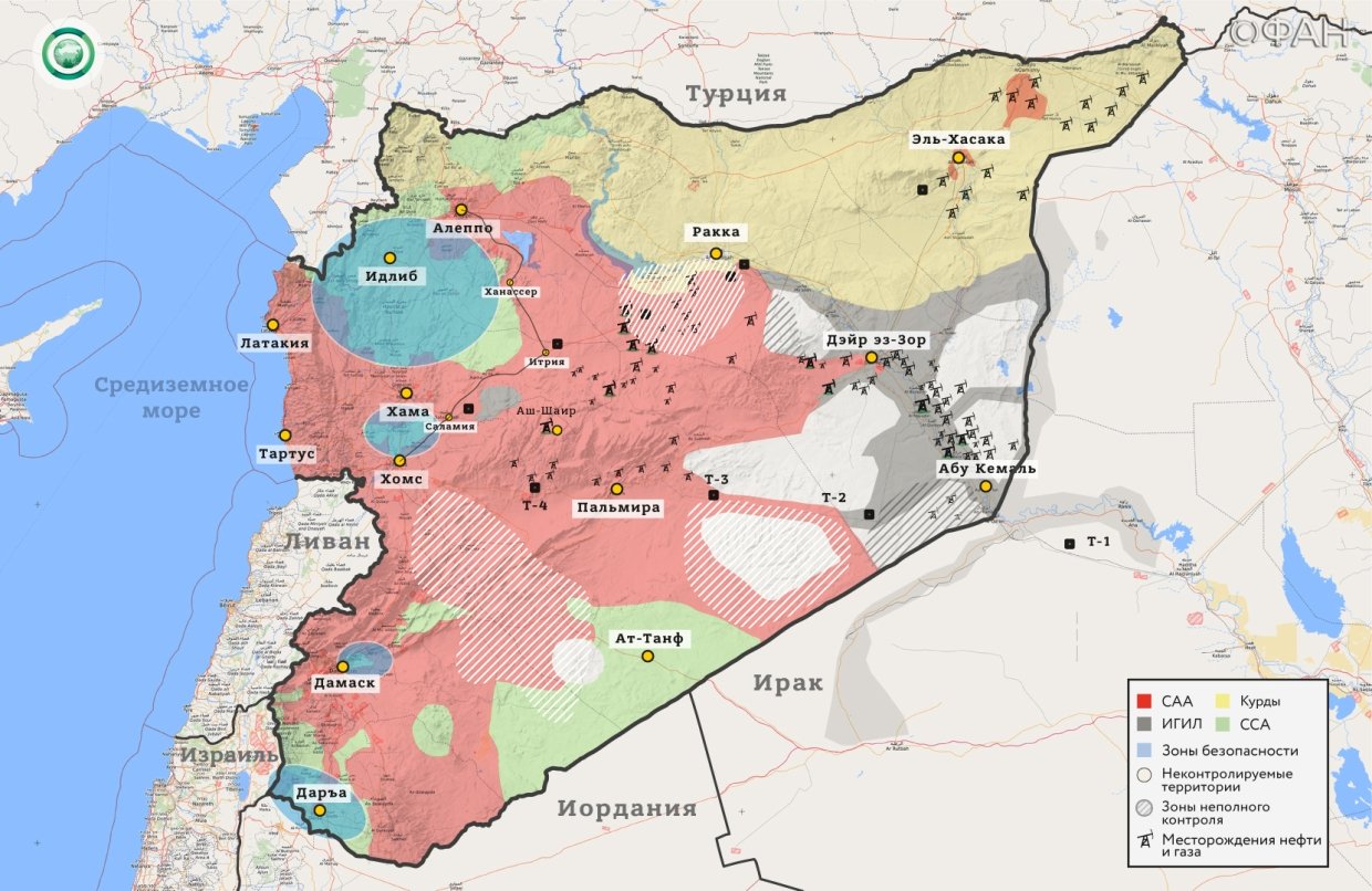 Карта военных действий в Сирии