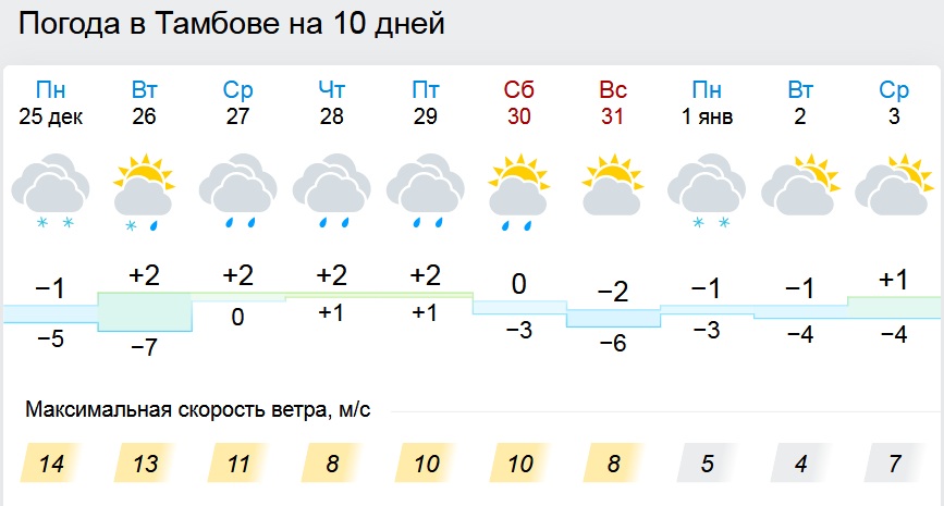 Погода в тамбове на 14 дней