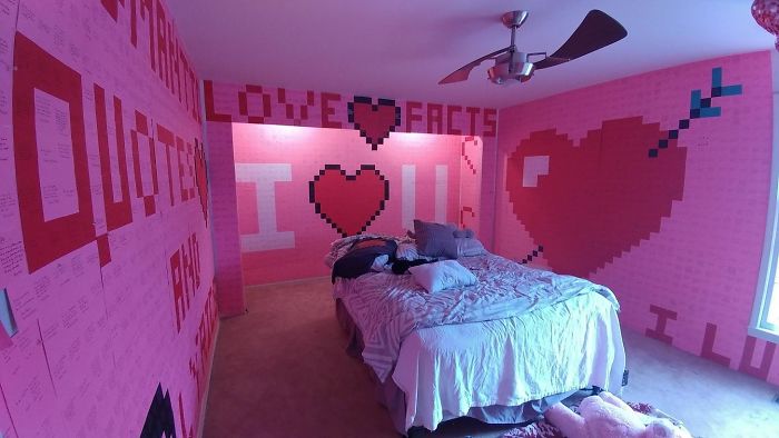 My Husband Created An 8-Bit V-Day Room With Over 7000 Memories On Sticky Notes