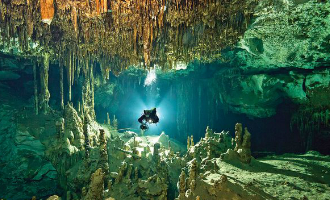 Дайвер случайно сделал открытие в подводных пещерах Юкатана. Артефакты лежат в одном месте на самом дне Культура