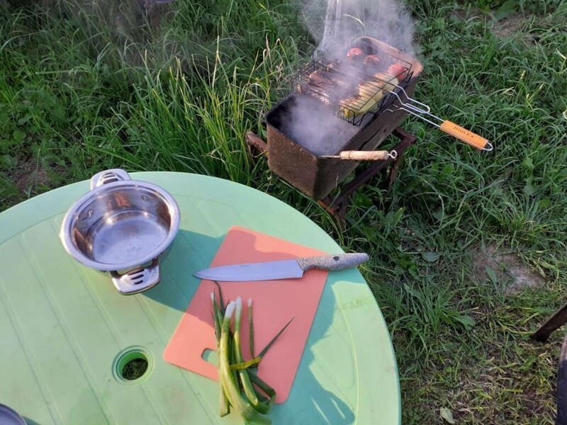 Практичный гарнир из овощей к шашлыку овощи, блюдо, можно, когда, баклажаны, чтобы, достаточно, много, вилкой, немного, переворачивать, помидоров, перца, примерно, основное, мангал, больше, всего, зеленого, ножом