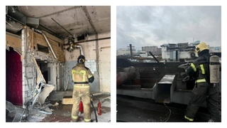 Огнеборцы в здании бывшего клуба / Фото: МЧС по Алтайскому краю