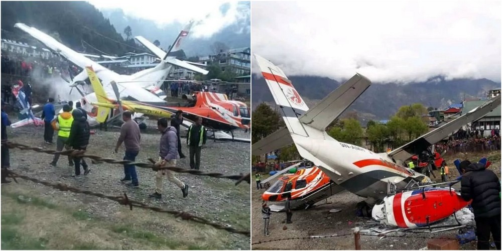 Столкновение самолёта и двух вертолётов в Непале попало на ВИДЕО авиакатасрофа, происшествие