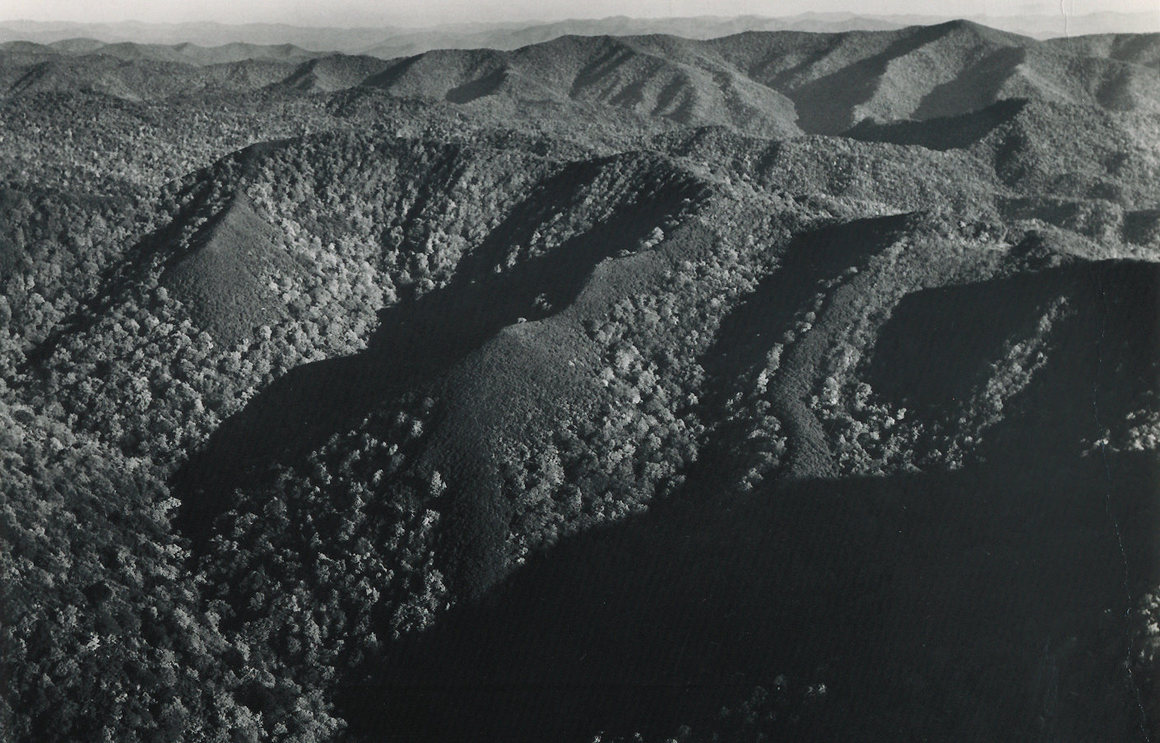 An aerial view of the Great Smoky Mountains National Park. 