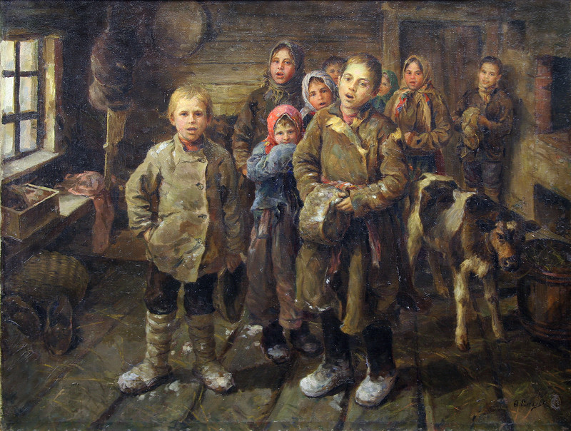 Федот Васильевич Сычков - Христославы. (Дети старой деревни), 1935 г. Холст, масло, 63x83 см. Мордовский республиканский музей изобразительных искусств имени С.Д.Эрьзи.jpg