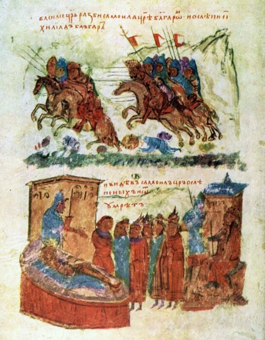Битва при Клейдионе (вверху) и смерть царя Самуила (внизу). \ Фото: google.com.