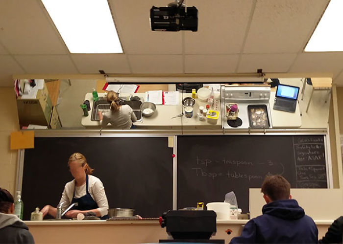 My Cooking Class Has A Mirror On The Ceiling So We Can See What The Teacher Is Doing