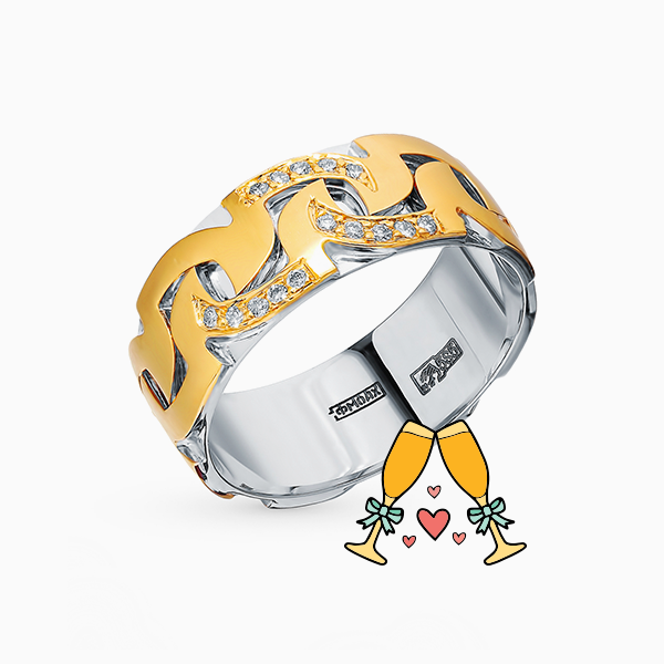 Кольцо «ЮВЕРОС», белое и желтое золото, бриллианты