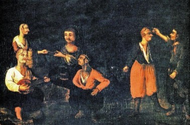 Казаки гуляют. Украинская народная картина XVIII ст. документально передает эпоху, в которой расцвел криминальный талант Мацапуры