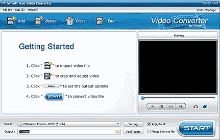 Рабочее окно программы iWisoft Free Video Converter