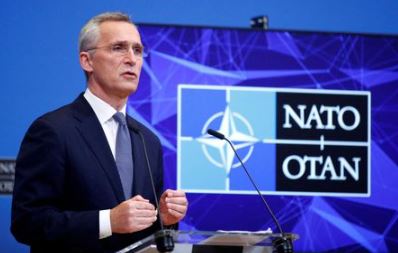 FILE PHOTO: NATO Secretary General Jens Stoltenberg speaks during a news conference at the Alliance's headquarters in Brussels, Belgium January 12, 2022. REUTERS/Johanna Geron/File Photo