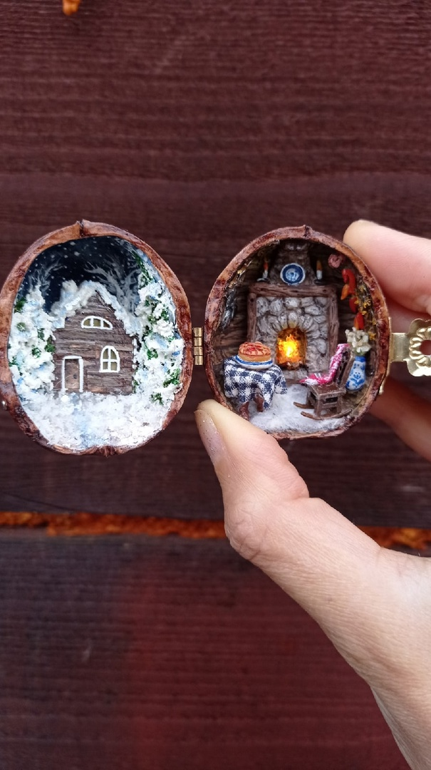 Потрясающие миниатюры в скорлупе грецкого ореха от Марии Чиковой декор,мастерство,миниатюра,творчество