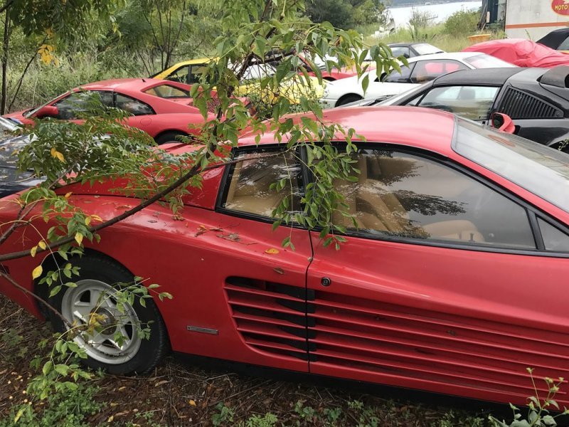 Частную коллекцию суперкаров Ferrari оставили гнить в поле 