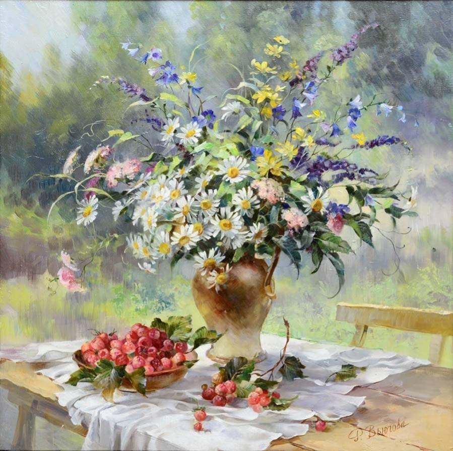 Благодарю за каждый лепесток... Неверояные цветочные композиции Риммы Вьюговой живопись