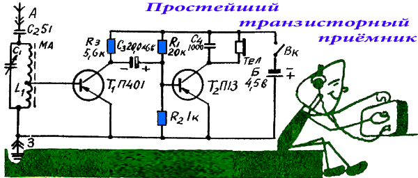Схема транзисторного приемника