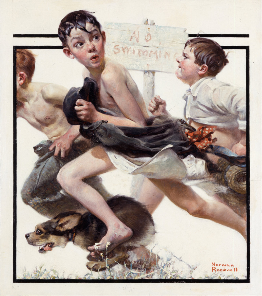 Норман Роквелл «Купание запрещено», 1921 год
