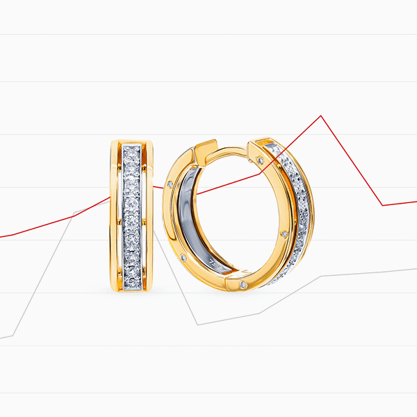 Серьги SL, белое и желтое золото, бриллианты