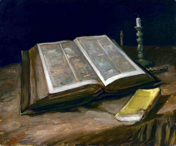 Натюрморт с Библией Винсента Ван Гога. \ Фото: painting-planet.com.