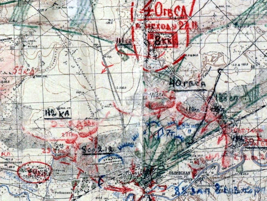 ​Фрагмент отчетной карты 5-й танковой армии на начало декабря 1942 года (ЦАМО) - Восьмой кавалерийский против восьмого авиационного | Warspot.ru