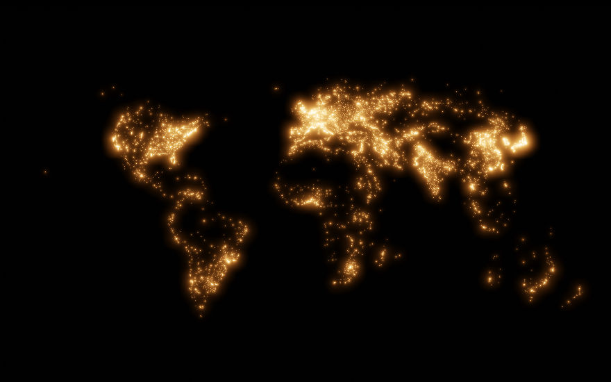 Где больше всего городов и аэропортов? 5 очень красивых неоновых карт мира мир,страны