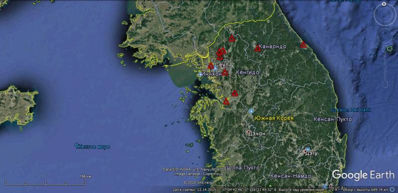 ПВО Республики Корея. Радиолокационные средства контроля воздушного пространства и ракетные комплексы объектовой ПВО и ПРО - 2 часть Cheolmae2, Южной, Корее, «Пэтриот», THAAD, Patriot, ELM2080, Корея, территории, Спутниковый, Earth, комплекса, американских, снимок, баллистических, целей, Google, дальности, более, Республики