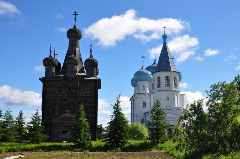 Окрестности Архангельска Северной, Архангельск, церковь, церкви, цвета, берегу, Двины, снова, работы, Котлас, многие, всего, голубой, сейчас, сохранились, деревянная, Заостровье, Архангельска, высоком, наших