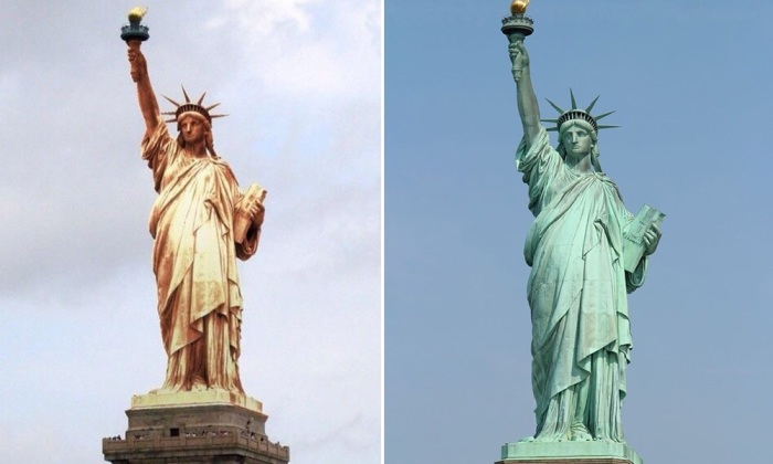 Как время и окружающая среда повлияла на внешний вид Статуи Свободы. | Фото: micccp.com.