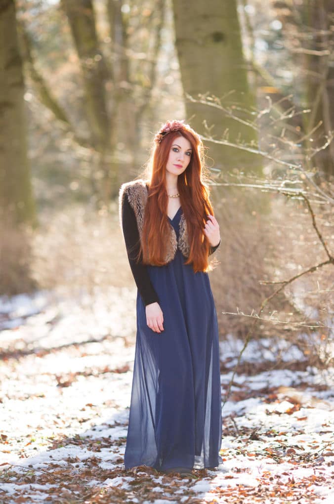 A Model In A Snowy Park In Munich, Germany