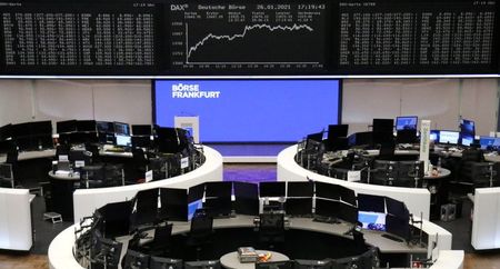 The German share price index DAX graph is pictured at the stock exchange in Frankfurt, Germany, January 26, 2021. REUTERS/Staff