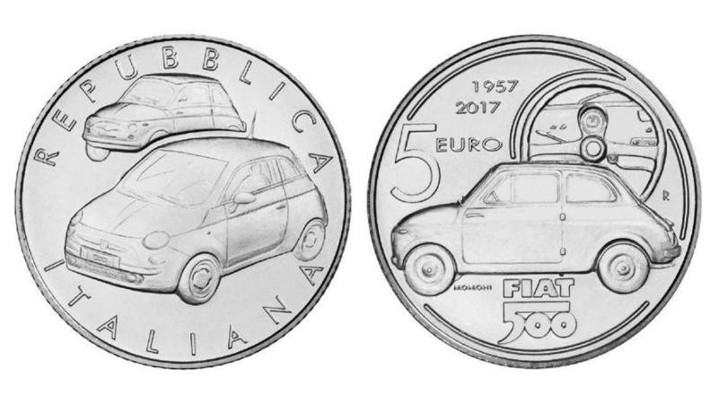 Fiat 500 поместили на монету достоинством 5 евро авто, истории, ностальгия, факты