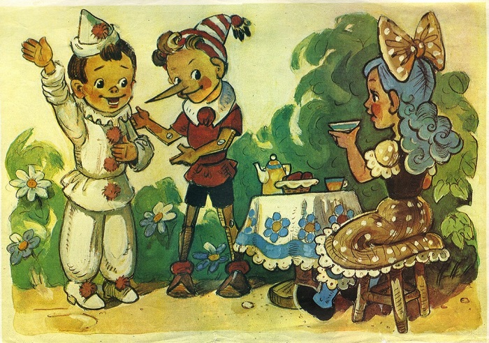 Иллюстрация из детской книги о приключениях Буратино. | Фото: cp14.nevsepic.com.ua.