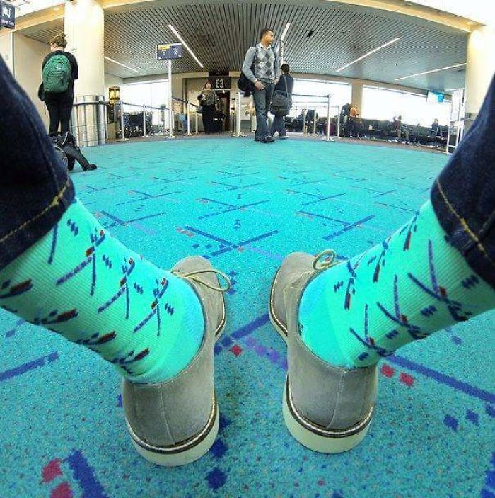 In The Portland Airport, You Can Buy Socks (And Many Items) Matching Their Carpet